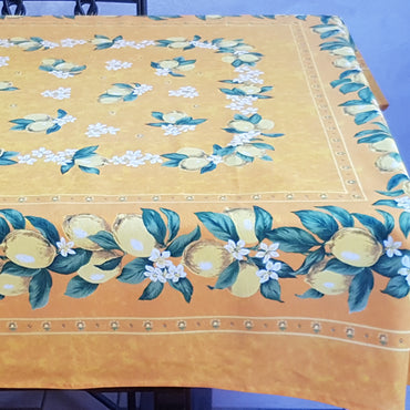Provencal Tablecloth Lemon Yellow Background