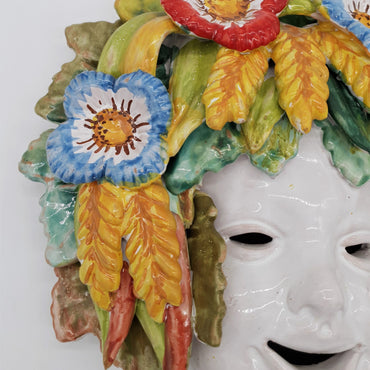 Piero Ceramic Wheat and Poppies Mask