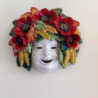 Piero Ceramic Wheat and Poppies Mask