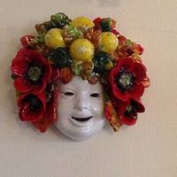 Maschera Limoni Papaveri Piero In Ceramica