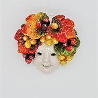 Maschera torre uva in ceramica da appendere