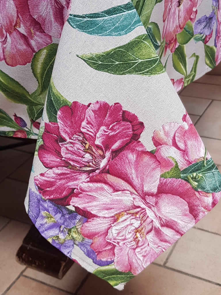 Tovaglia miros “Fiori rosa 140x180cm rosa in cotone stile