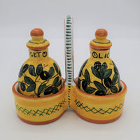Set Olio Aceto Decoro Olive Fondo Giallo