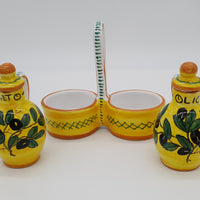 Set Olio Aceto Decoro Olive Fondo Giallo