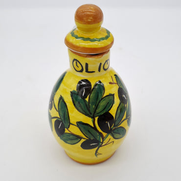 Set Olio Aceto Decoro Olive Fondo Giallo