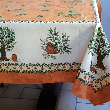 Tovaglia Provenzale Olive Fondo Arancio Albero