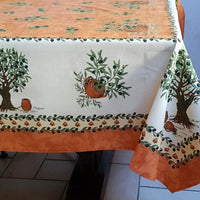 Tovaglia Provenzale Olive Fondo Arancio Albero
