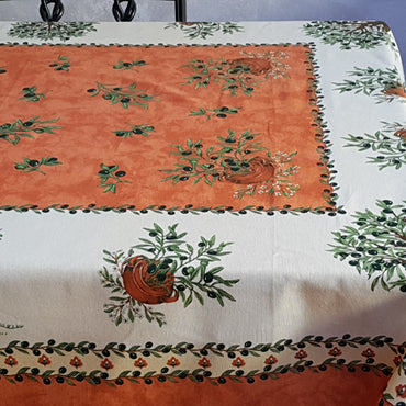 Provencal Olive Tablecloth Orange Tree Background