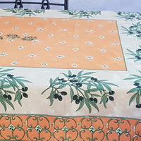 Provencal Olive Tablecloth Orange and Ivory Background