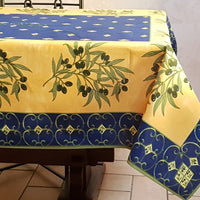 Tovaglia Provenzale Olive Fondo Blu e Giallo