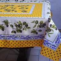 Tovaglia Provenzale Olive Fondo Giallo e Avorio