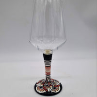 Glass for Wine Ceramic and Glass Peacock Feathers Black Background