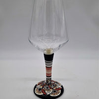 Glass for Wine Ceramic and Glass Peacock Feathers Black Background