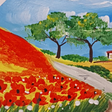 Poppy Field and Wheels Plate cm15
