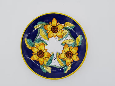 Round Plate with Gambino Sunflower Decor