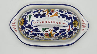 Oval Butter Holder Colored Arabesque Decor