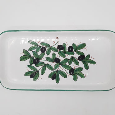 Vassoio Decoro Olive Fondo Bianco