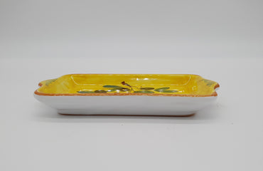 Tray Decorated Olives Yellow Background
