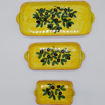 Tray Decorated Olives Yellow Background