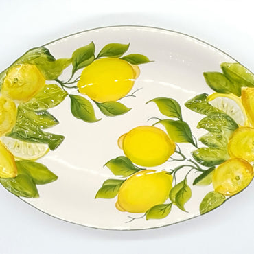 Oval Tray Medium Background Relief Lemon Decor