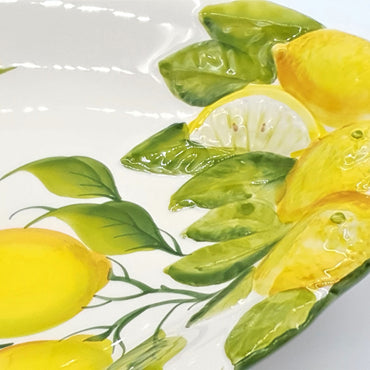 Oval Tray Medium Background Relief Lemon Decor