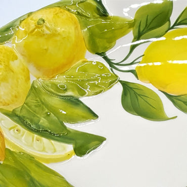 Oval Tray Medium Background Relief Lemon Decor