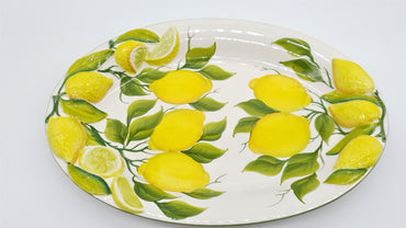 Large Oval Tray with Lemon Relief Decor