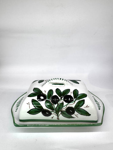 Porta Burro Rettangolare Decoro Olive fondo Bianco
