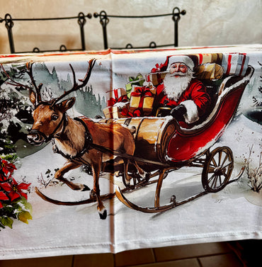 Tovaglia con pupazzo di neve e babbo Natale Digitale