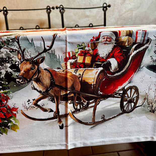 Tovaglia con pupazzo di neve e babbo Natale Digitale