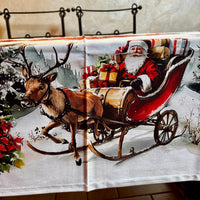 Tovaglia con pupazzo di neve e babbo Natale Digitale