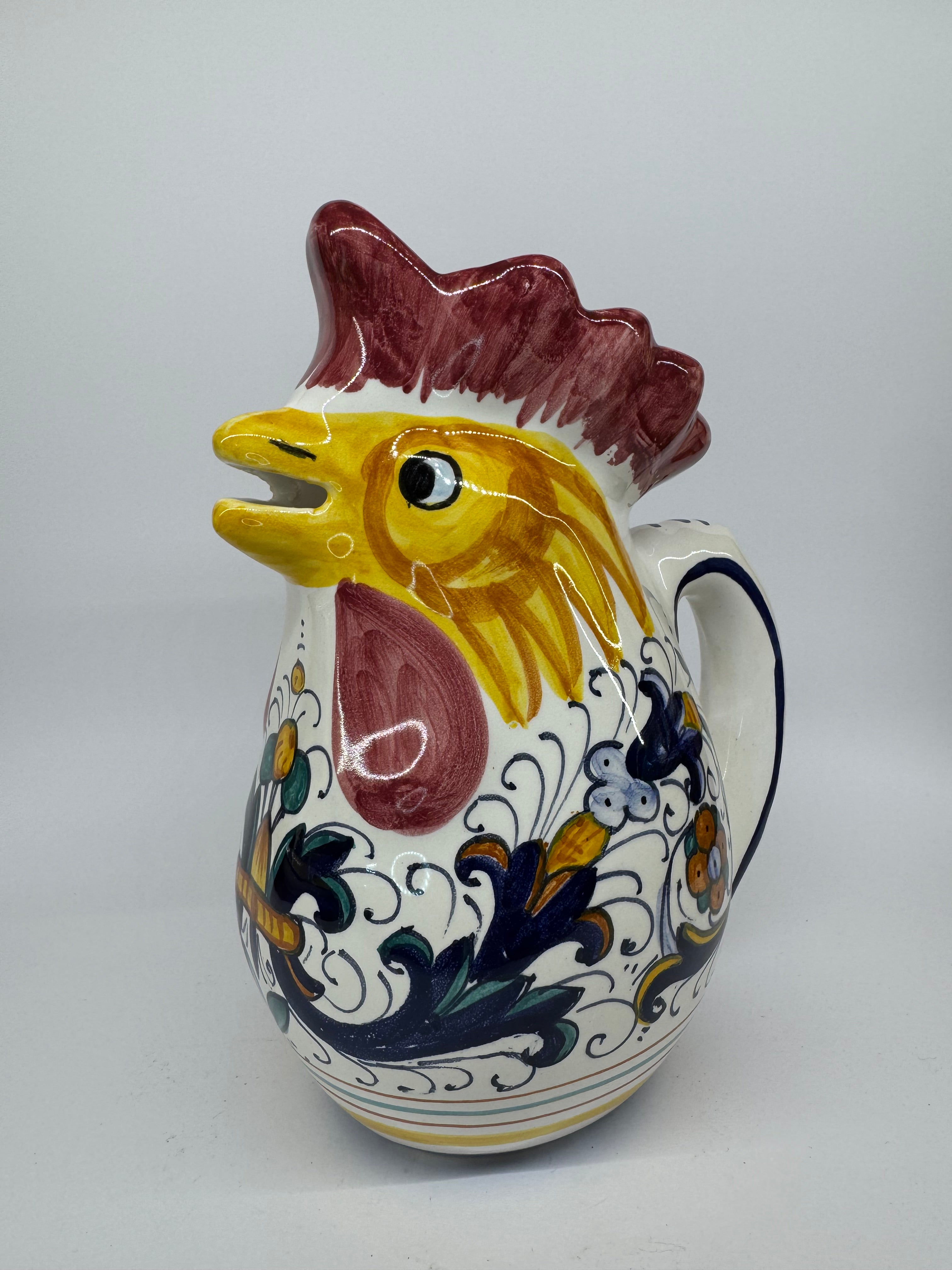 Rooster Shaped Pitcher Deruta Decoration