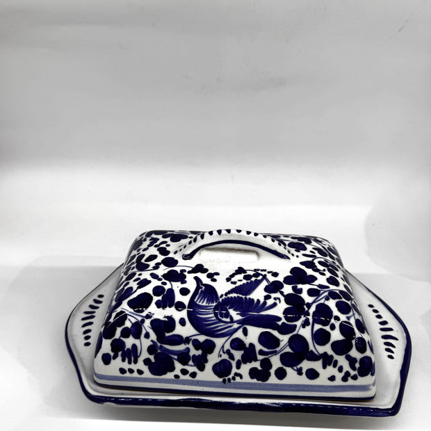 Oval Butter Holder Blue Arabesque Decor