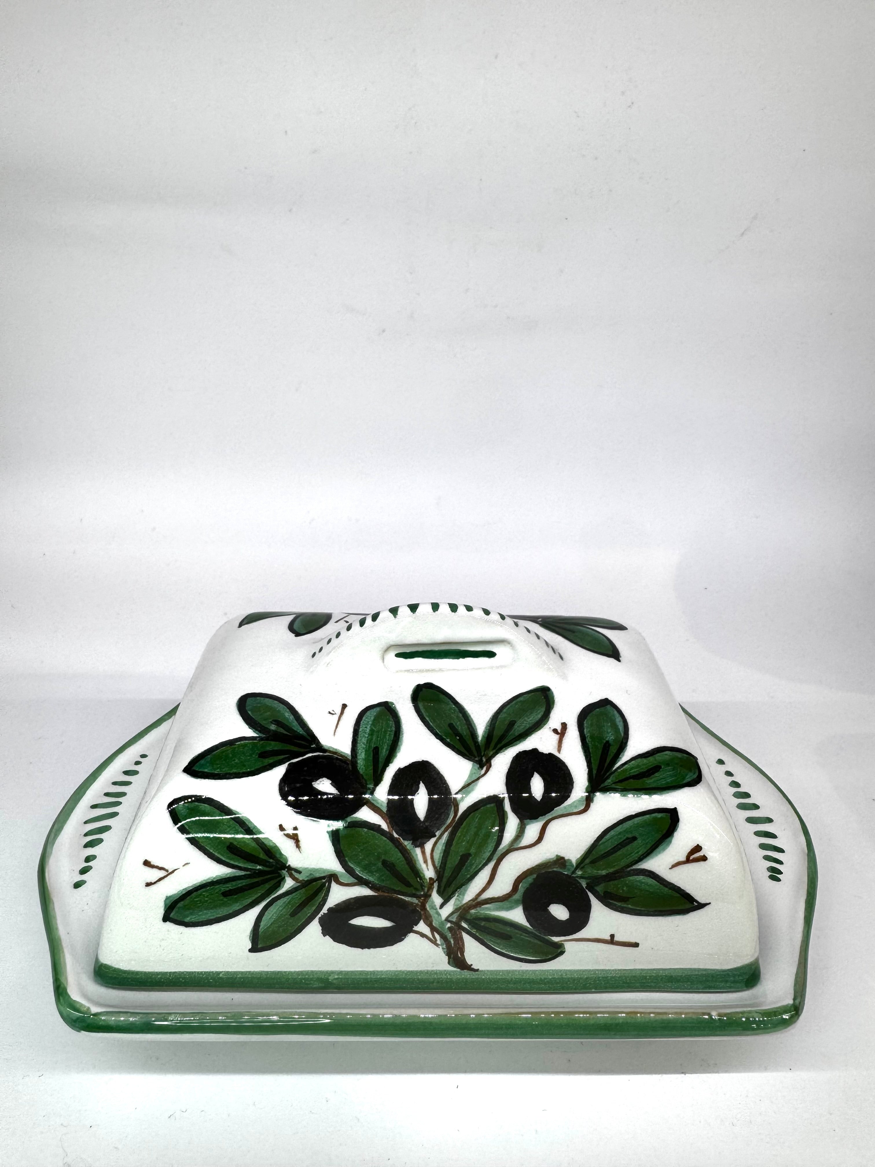Porta Burro Rettangolare Decoro Olive fondo Bianco