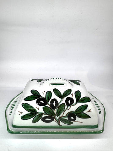 Porta Burro Rettangolare Decoro Olive fondo Bianco