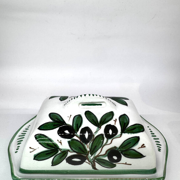 Rectangular Butter Holder Olive Decor White background