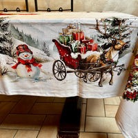 Tovaglia con pupazzo di neve e babbo Natale Digitale