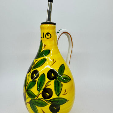 Olive Oil Cruet With Yellow Background