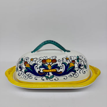 Oval Butter Holder Deruta decoration