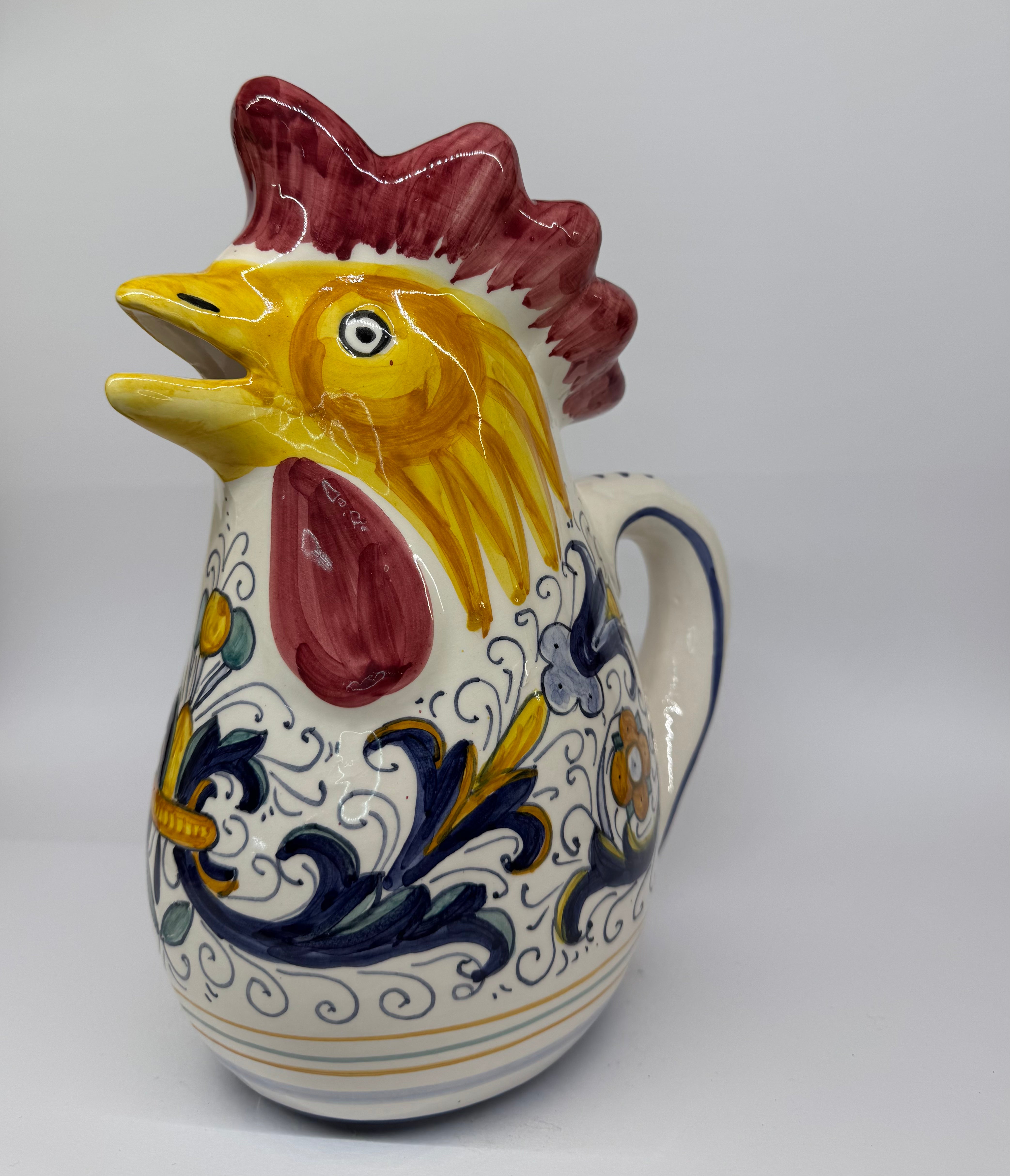 Rooster Shaped Pitcher Deruta Decoration