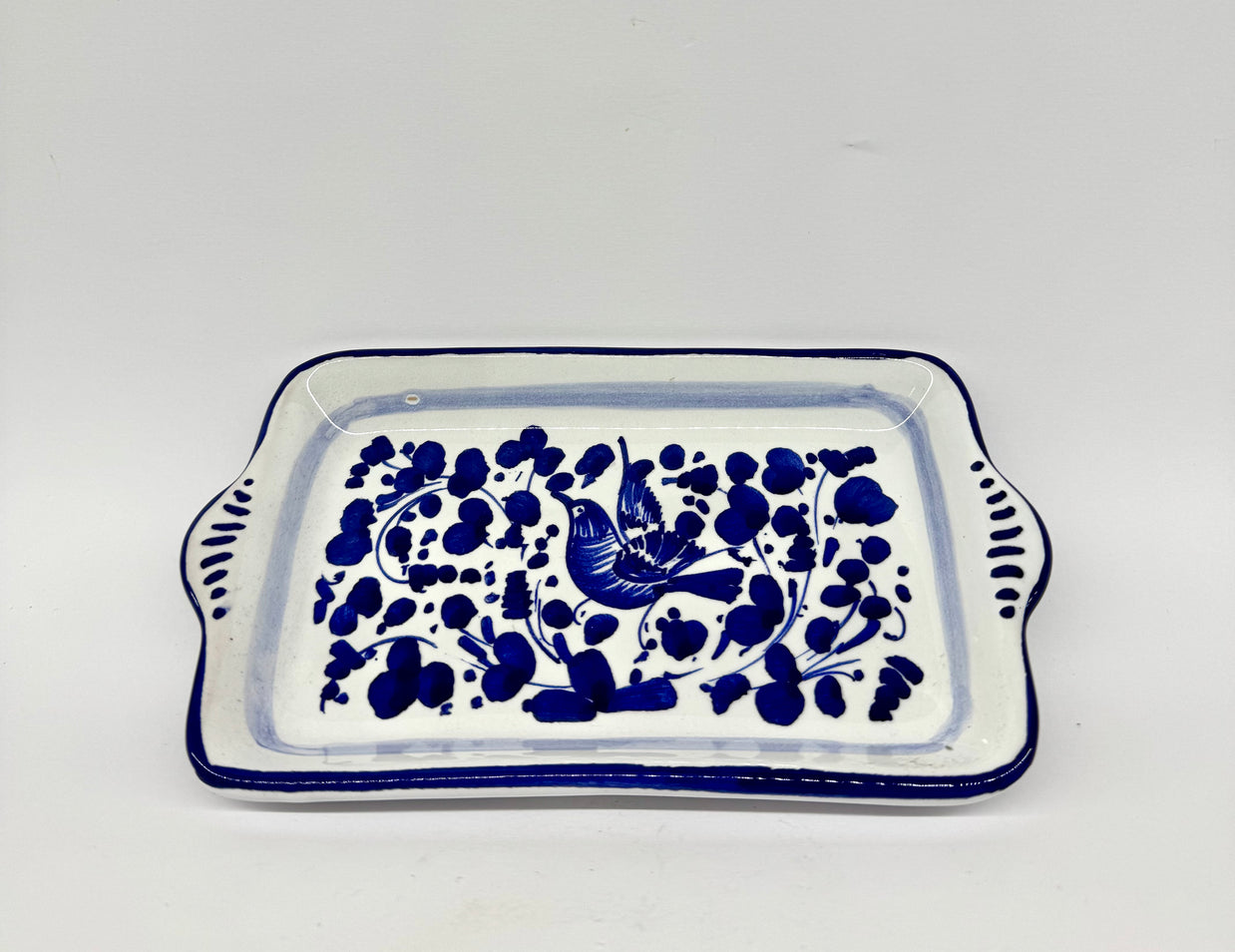 Vassoio Con Manici Decoro Arabesco Blu
