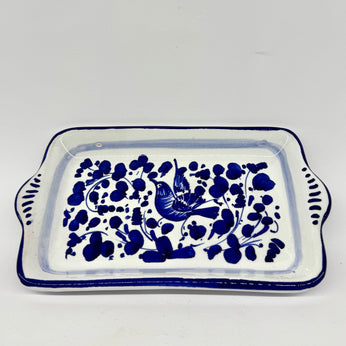 Vassoio Con Manici Decoro Arabesco Blu
