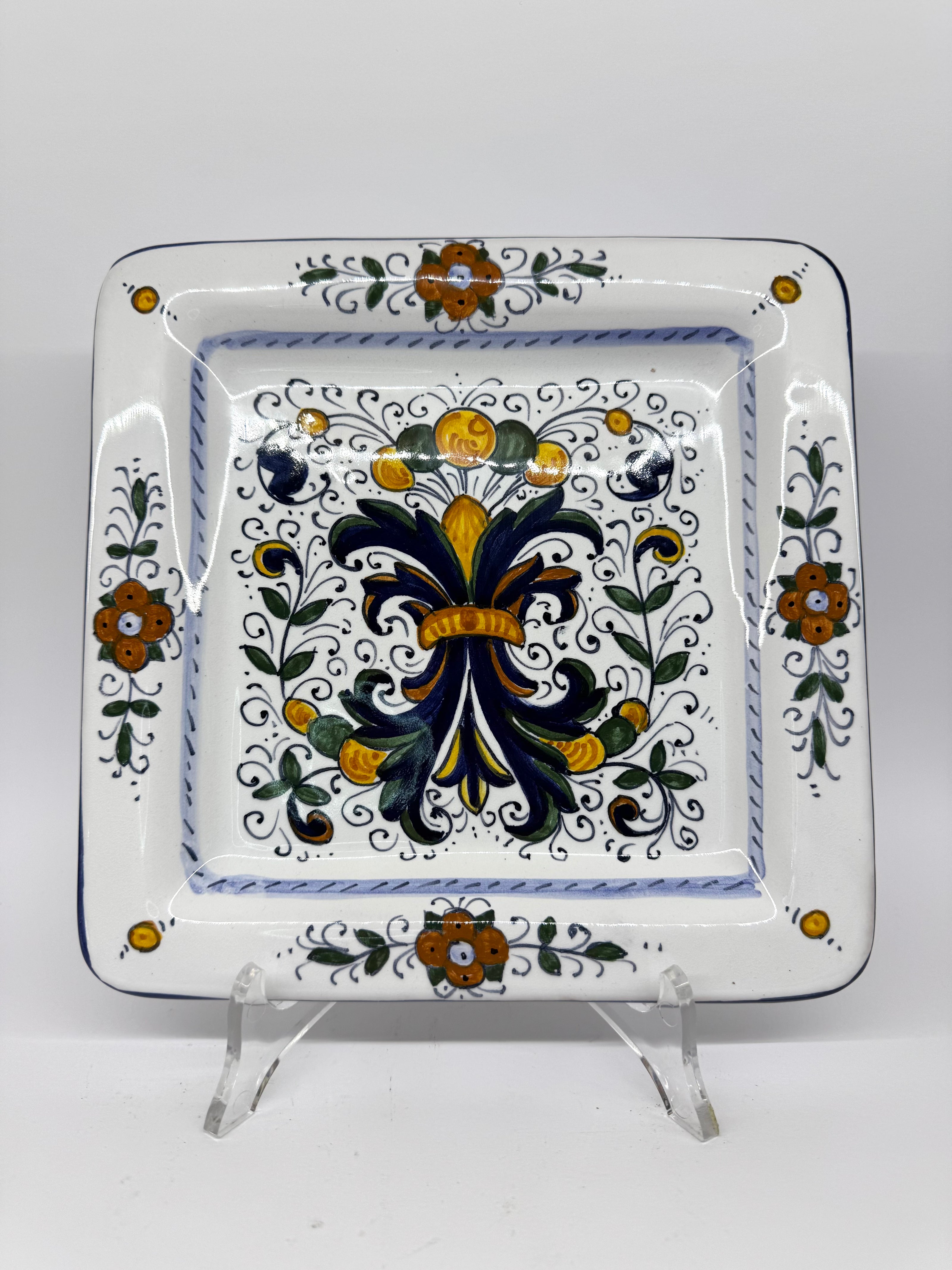 Square Plate Deruta Decor