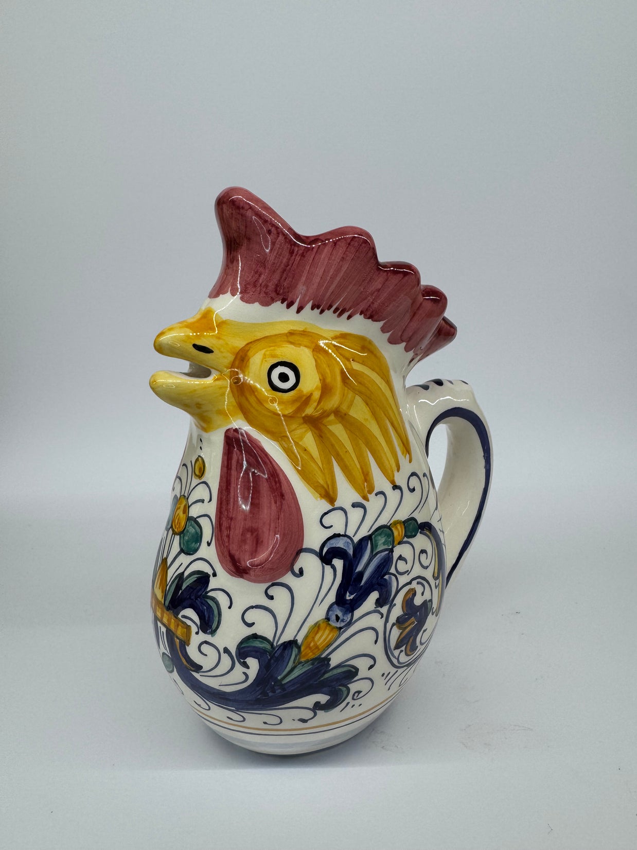 Brocca A Forma Di Gallo Decoro Deruta
