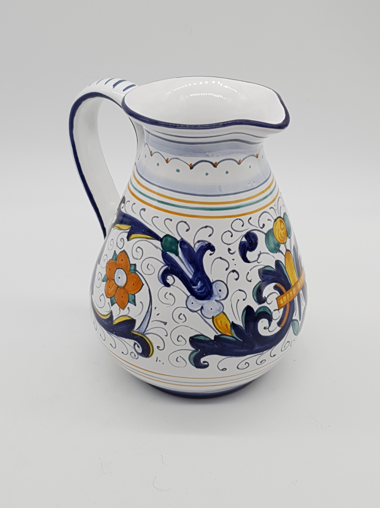 Vase With Low Belly Handle Deruta Decoration