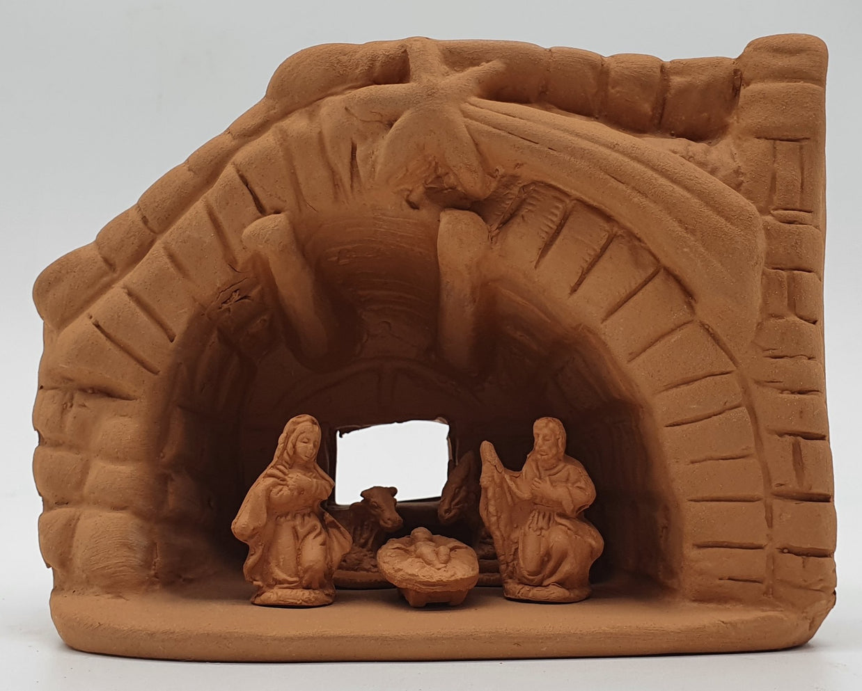 Presepe Terracotta Con Capanna 5 Pezzi cm 3,5