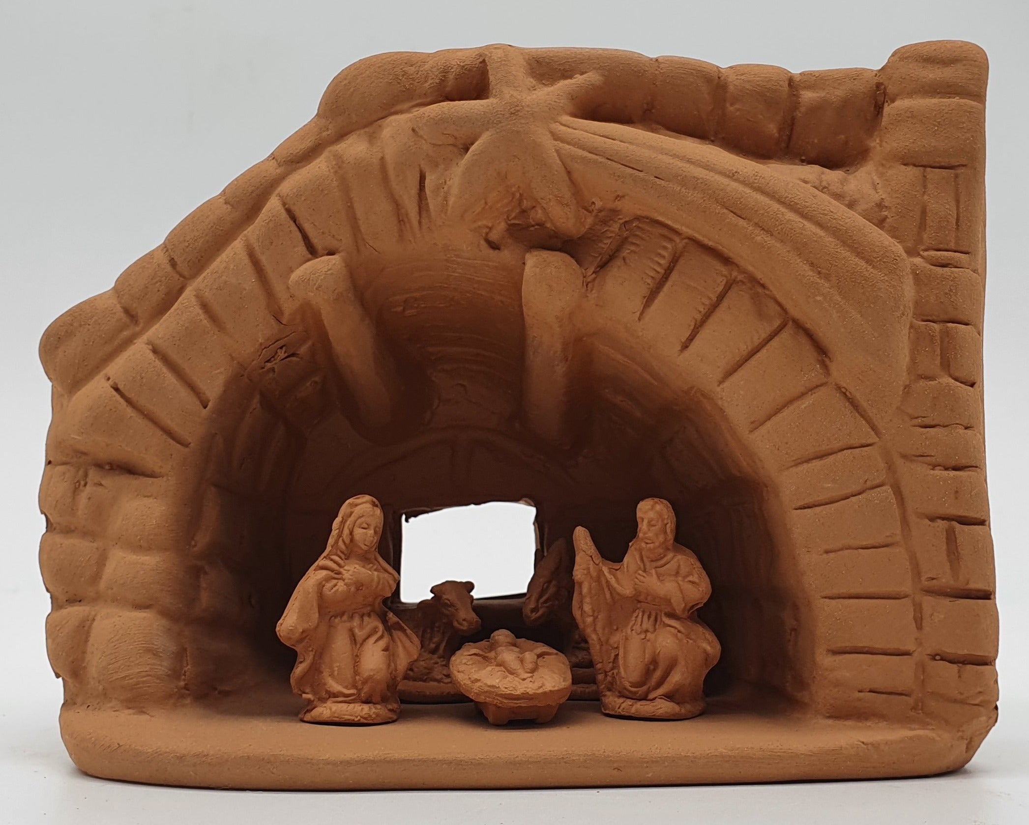 Presepe Terracotta Con Capanna 5 Pezzi cm 3,5