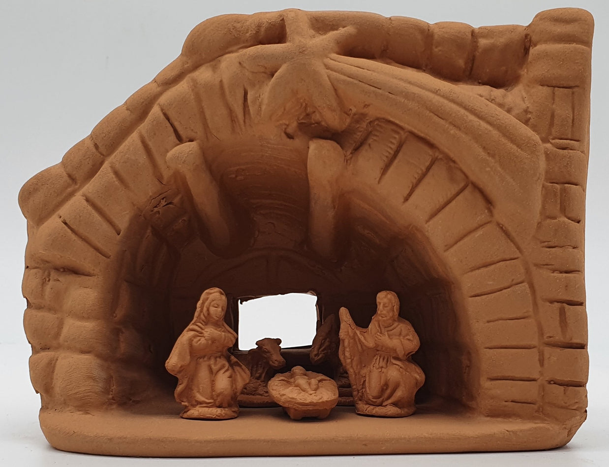Presepe Terracotta Con Capanna 5 Pezzi cm 3,5