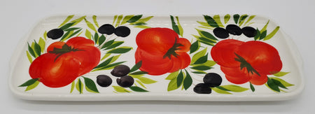 Tray With Handles Decorated Tomatoes And Olives