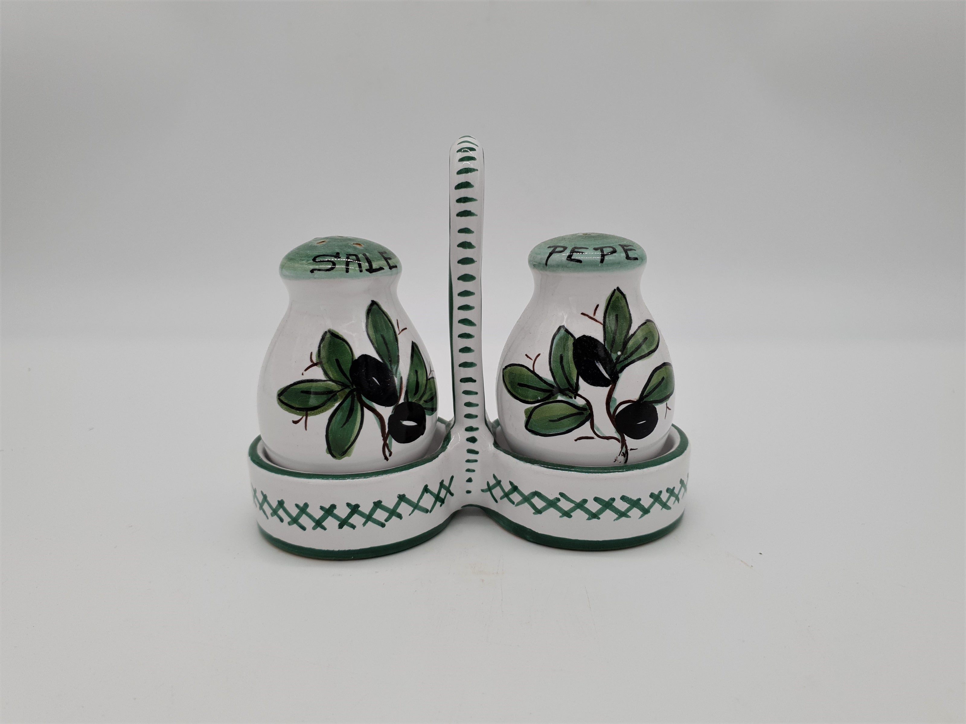 Set Sale e Pepe Decoro Olive Fondo Bianco